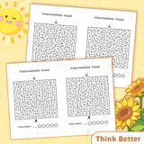 Printed intermediate maze workbook with visual tracking practice