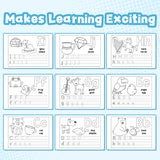 Printed alphabet handwriting pages for preschool