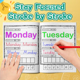 Printed early learning activity book for Monday through Sunday practice