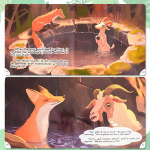 Paired Mounting-Bilingual Tales: The Fox and the Goat – English & Spanish Storybook