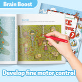 Printed winter maze activity book for visual logic and patience