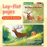 Lay-flat pages from The Stag at the Pool English-Spanish fable