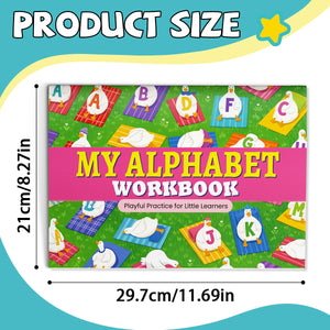 Alphabet maze pages with letter tracing practice