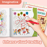 Printed Tiny Explorers workbook for visual tracking and focus skills