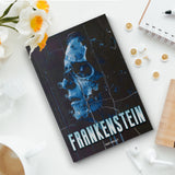 Printed Frankenstein book about science, creation, ethics, and literary horror