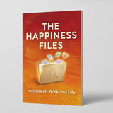Printed happiness guide shown in desk lifestyle mockup