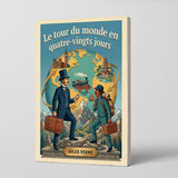 Classic adventure novel about travel, suspense, global journey, and imagination
