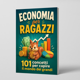 Economia per Ragazzi: 101 Idee per Capire il Mondo degli Adulti physical printed Italian book front cover, ISBN 9798904660338