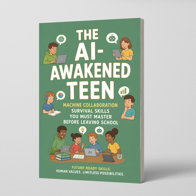 The AI-Awakened Teen: Machine Collaboration Skills for School and Future Work physical printed English book front cover, ISBN 9798904660062