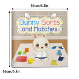 Bunny-themed sorting and matching book for preschool thinking skills