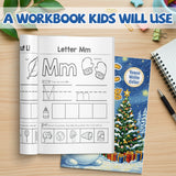 Alphabet tracing pages with beginning sound and picture identification tasks
