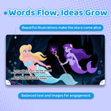 Words flow ideas grow panel for The Little Mermaid bilingual storybook