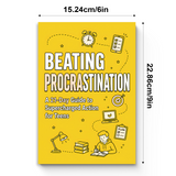 Desk reading setup with Beating Procrastination 21-Day Action Guide for Teens