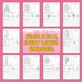 Printed letter recognition workbook with color circle and find activities