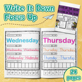Pre-K and kindergarten days of the week workbook for Ages 4-7