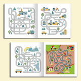 Children's vehicle pathfinding puzzle book for focus and pencil control
