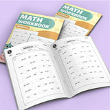 Children practicing addition with worksheet pages