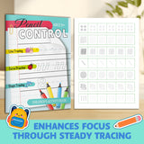 Children's handwriting readiness book with beginner tracing patterns