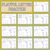 Printed ABC workbook with word practice and handwriting skills
