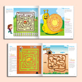 Children's theme park puzzle workbook for route planning and focus