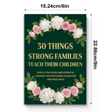 Desk reading setup with 30 Things Strong Families Teach Their Children