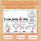 Children tracing and copying simple sentences