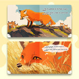 Fox forest story scenes in bilingual picture book