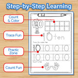 Children practicing trace and write number skills