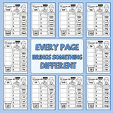 Printed phonics workbook with cut paste and write activities