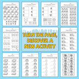Printed early math workbook with cut and paste activities