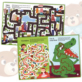 Kids puzzle workbook for visual thinking, pencil control, and logical planning