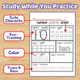Children practicing number recognition and pencil skills