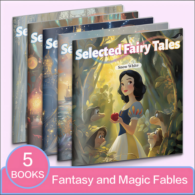 Selected Fairy Tales 5-Book Set Snow White Mermaid Cinderella Golden Hairs and Pea cover