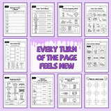 Printed workbook with cut and paste literacy activities