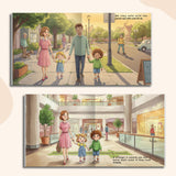 Printed child protection picture book with age-appropriate safety scenes