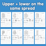 Printed letter recognition pages for preschool