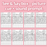 Printed alphabet activity book with picture cues