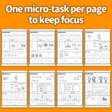 Printed ABC and 123 workbook with alphabet tracing and shapes