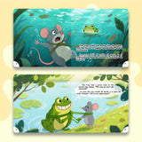 Frog and mouse pond scenes in bilingual picture book