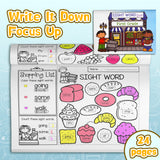 Kindergarten and Grade 1 shopping list sight word workbook for Ages 5-8
