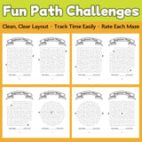 Fun Path Challenges sample pages from beginner maze activity book