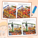 Kids screen-free activity book for focus, vehicle vocabulary, and attention to detail
