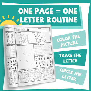 One page one letter alphabet tracing routine pages