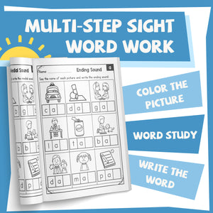 CVC phonics pages with blending words and missing sounds