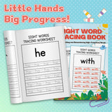 Sight word practice pages with words like with and he