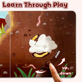 Learn through play slider page in Who's The Egg Push and Pull Board Book