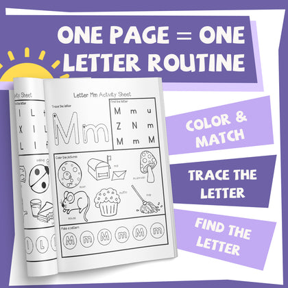 One page one letter alphabet tracing routine pages