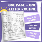 One page one letter alphabet tracing routine pages