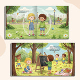 Printed child protection picture book with age-appropriate body safety scenes