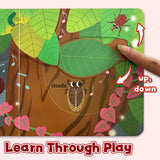Learn through play slider page in Who's Busy Push and Pull Board Book